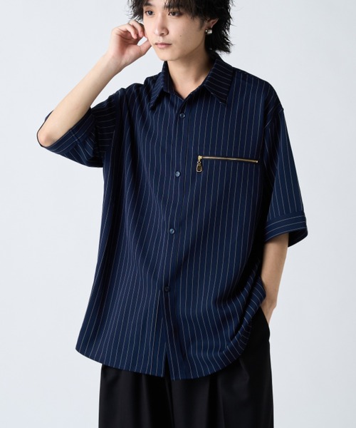 Lui's（ルイス） シャツ 半袖 ストライプ半袖オーバーシャツ メンズ