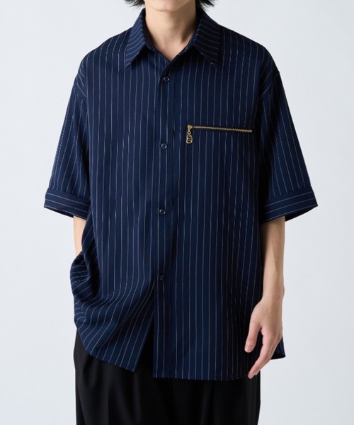 Lui's（ルイス） シャツ 半袖 ストライプ半袖オーバーシャツ メンズ