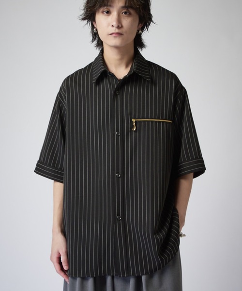 Lui's（ルイス） シャツ 半袖 ストライプ半袖オーバーシャツ メンズ