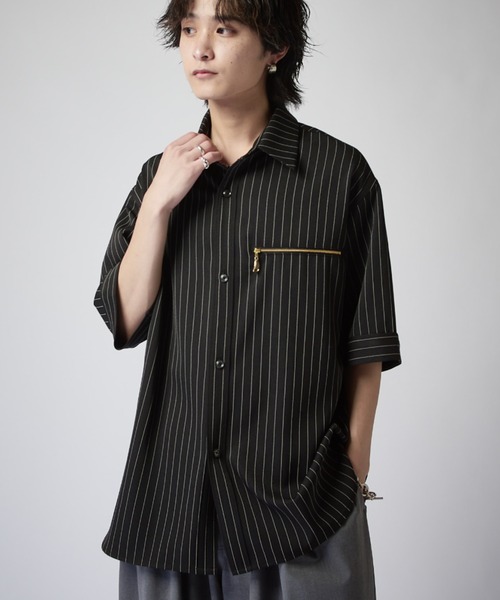 Lui's（ルイス） シャツ 半袖 ストライプ半袖オーバーシャツ メンズ