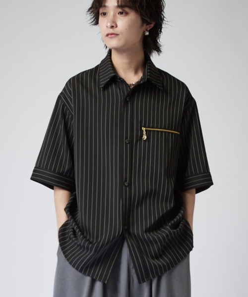 Lui's（ルイス） シャツ 半袖 ストライプ半袖オーバーシャツ メンズ