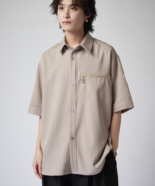 Lui's（ルイス） シャツ 半袖 ストライプ半袖オーバーシャツ メンズ
