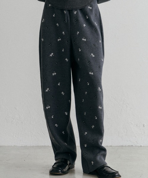 【新品】CREDONA FLOWER EMBROIDERY KNIT PANTS CREDONA（クレドナ） パンツ FLOWER EMBROIDERY KNIT PANTS/フラワー
