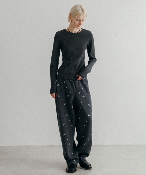 CREDONA（クレドナ） パンツ FLOWER EMBROIDERY KNIT PANTS/フラワー
