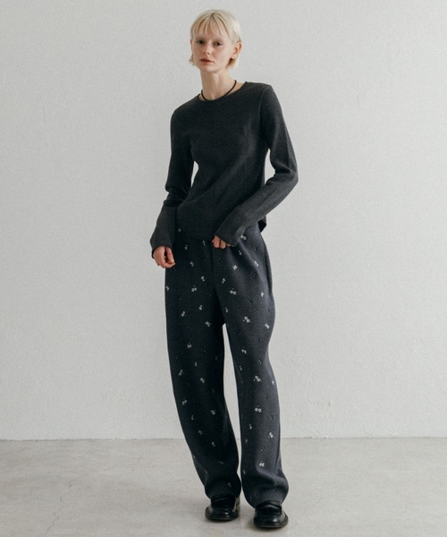 CREDONA（クレドナ） パンツ FLOWER EMBROIDERY KNIT PANTS/フラワー