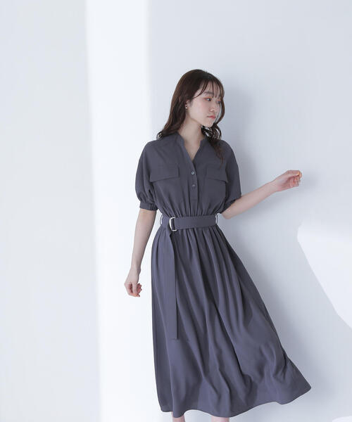 「NATURAL BEAUTY BASIC」 長袖ワンピース MEDIUM ライトグリーン レディースの画像