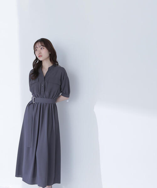 「NATURAL BEAUTY BASIC」 長袖ワンピース MEDIUM ライトグリーン レディースの画像