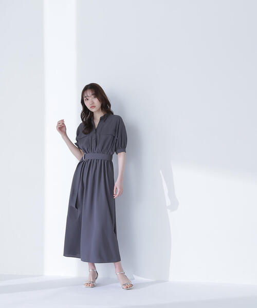 「NATURAL BEAUTY BASIC」 長袖ワンピース MEDIUM ライトグリーン レディースの画像