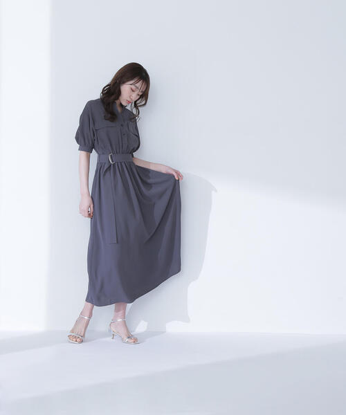 「NATURAL BEAUTY BASIC」 長袖ワンピース MEDIUM ライトグリーン レディースの画像