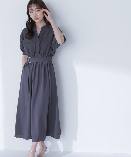「NATURAL BEAUTY BASIC」 長袖ワンピース MEDIUM ライトグリーン レディースの画像
