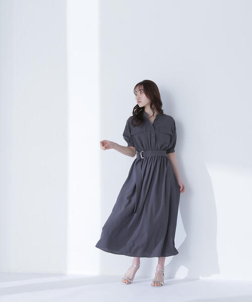 「NATURAL BEAUTY BASIC」 長袖ワンピース MEDIUM ライトグリーン レディースの画像