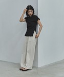 tシャツ 半袖 サイドボタンシアーリブTee ...の詳細画像2