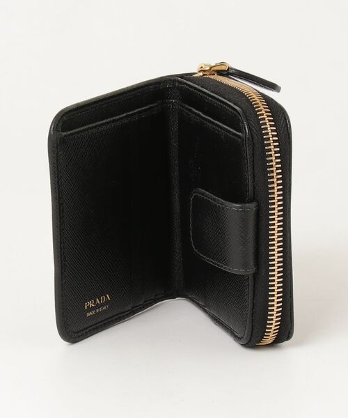PRADAサフィアーノレザー コンパクトウォレット　 ケース PRADA（プラダ） サフィアーノ コンパクトウォレット - ブラック