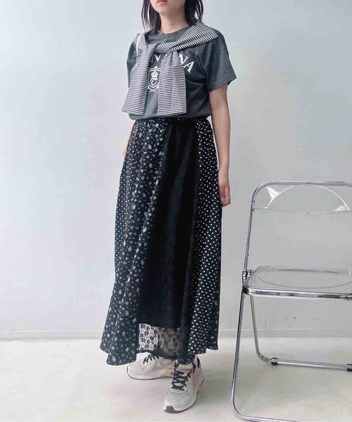AS KNOW AS（アズノゥアズ） ロング スカート 夏 パッチワーク柄切替