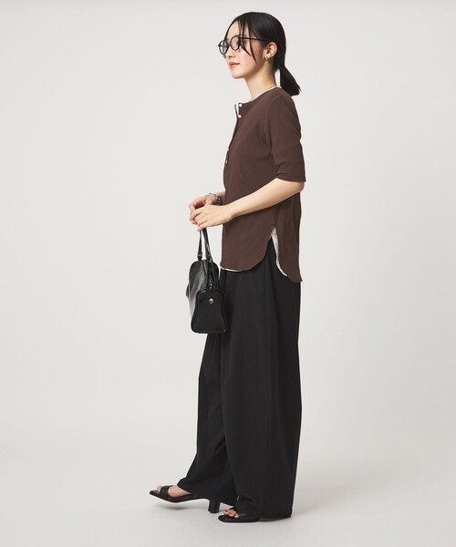 ヘンリーネック tシャツ 半袖 「WEB限定」「at ease」シアーテレコ ヘンリーネック ショートスリーブ カットソー レディース | green label relaxing | 08
