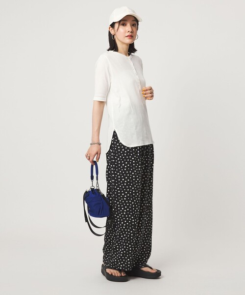 ヘンリーネック tシャツ 半袖 「WEB限定」「at ease」シアーテレコ ヘンリーネック ショートスリーブ カットソー レディース | green label relaxing | 18