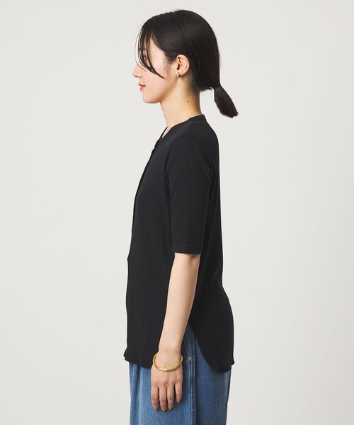 ヘンリーネック tシャツ 半袖 「WEB限定」「at ease」シアーテレコ ヘンリーネック ショートスリーブ カットソー レディース | green label relaxing | 20