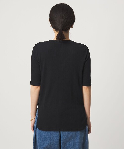 ヘンリーネック tシャツ 半袖 「WEB限定」「at ease」シアーテレコ ヘンリーネック ショートスリーブ カットソー レディース | green label relaxing | 21