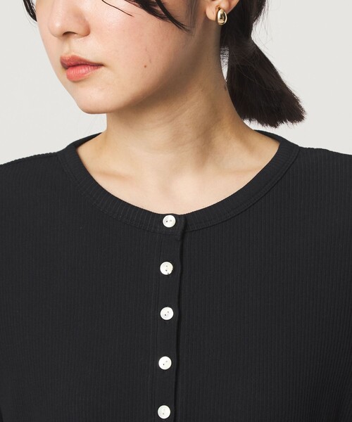 ヘンリーネック tシャツ 半袖 「WEB限定」「at ease」シアーテレコ ヘンリーネック ショートスリーブ カットソー レディース | green label relaxing | 22