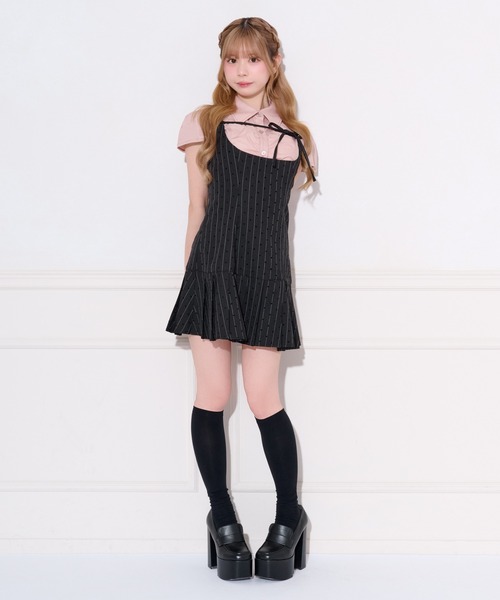 【2way】ネクタイ付きプリーツミニキャミワンピース　apres jour apres jour（アプレジュール） ワンピース 「2way」ネクタイ付き