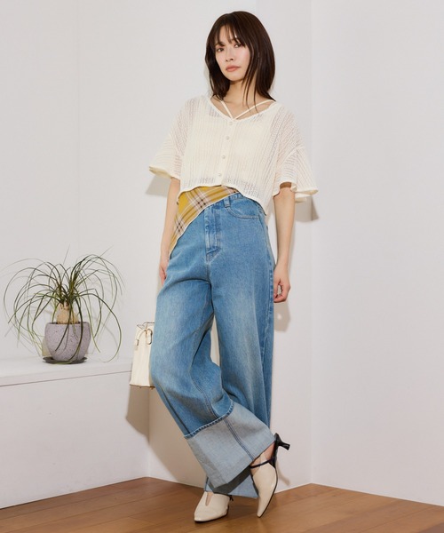 「mysty woman」 半袖ブラウス FREE アイボリー レディース_画像9