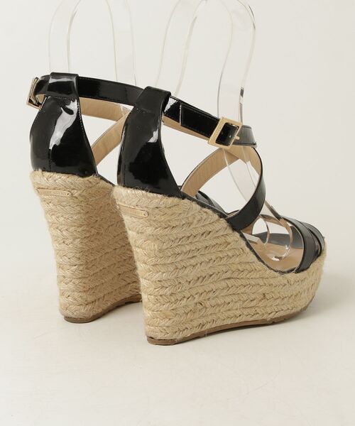 ジミーチュウ レース ウェッジソール サンダル パンプス 38 裏張り済み JIMMY CHOO（ジミーチュウ） ウェッジソール サンダル 38 ブラック