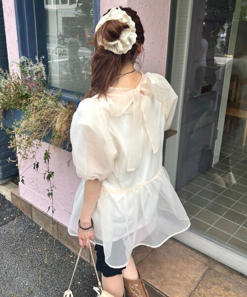 w closet（ダブルクローゼット） ブラウス シャツ 半袖 バックリボン
