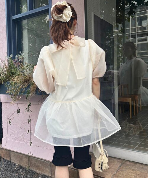 w closet（ダブルクローゼット） ブラウス シャツ 半袖 バックリボン