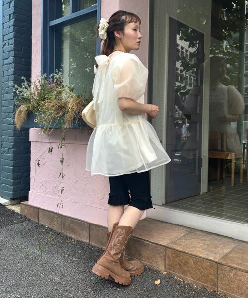 w closet（ダブルクローゼット） ブラウス シャツ 半袖 バックリボン