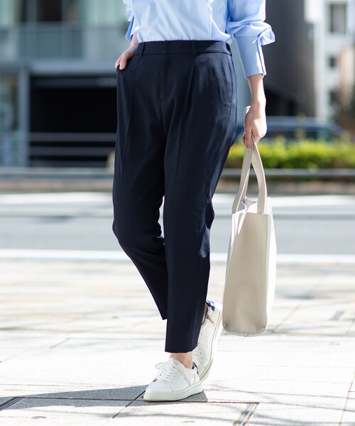 パンツ スーツ 洗える ウエストゴム ナチュラル タックテーパードパンツ Zozotown Yahoo 店 通販 Yahoo ショッピング