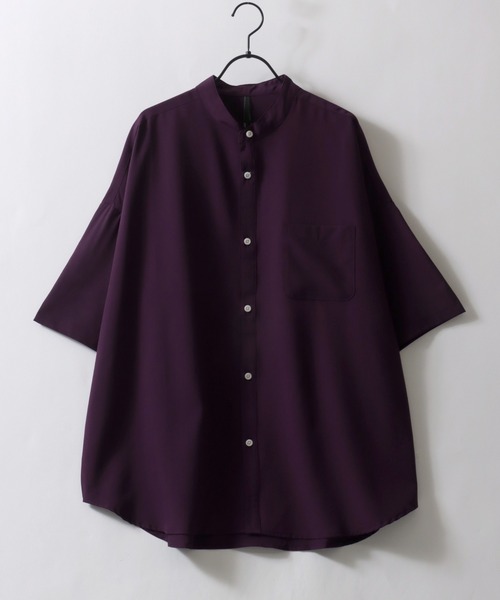 シャツ ブラウス メンズ Oversize Drop shoulder Stretch Band Collar shirt/オーバーサイズ ドロップシ｜zozo｜09