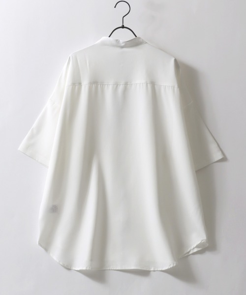 シティショップ ストライププリントシャツ オーバーサイズ ドロップショルダー セール】Oversize drop shoulder broadcloth band collar shirt