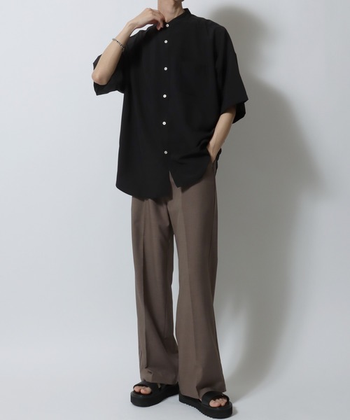 SITRY シャツ Oversize Drop shoulder Stretch Band Collar