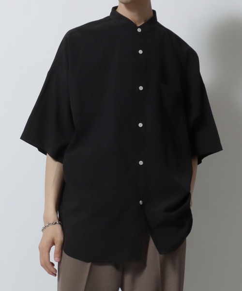 SITRY シャツ Oversize Drop shoulder Stretch Band Collar
