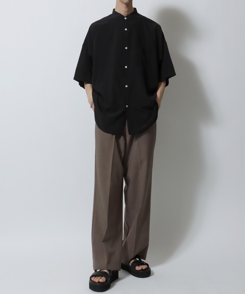 SITRY シャツ Oversize Drop shoulder Stretch Band Collar