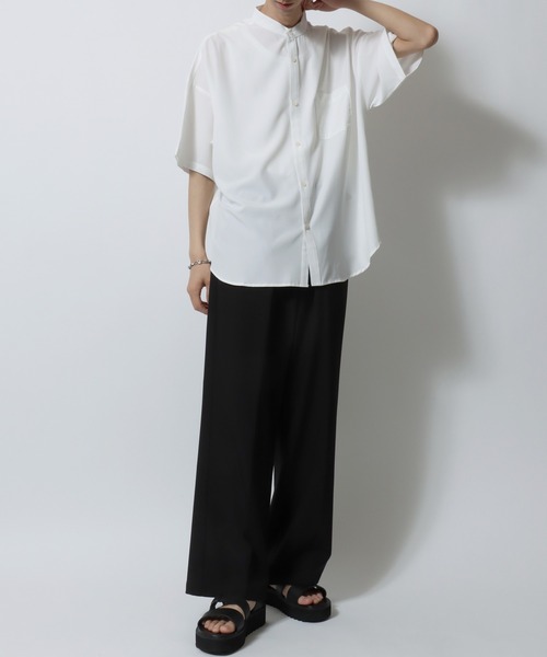 SITRY シャツ Oversize Drop shoulder Stretch Band Collar