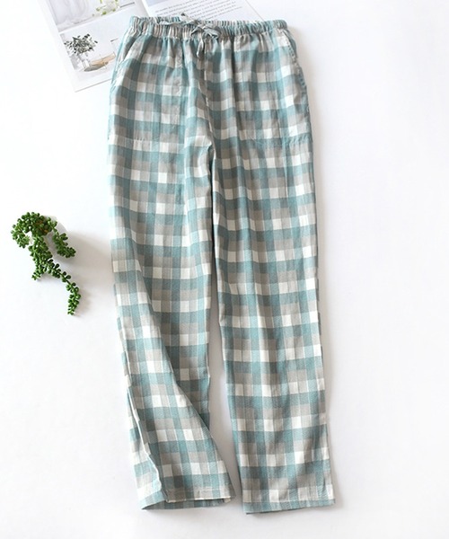 DAY CLOSET パジャマ レディース パステルグリーンチェックルーム