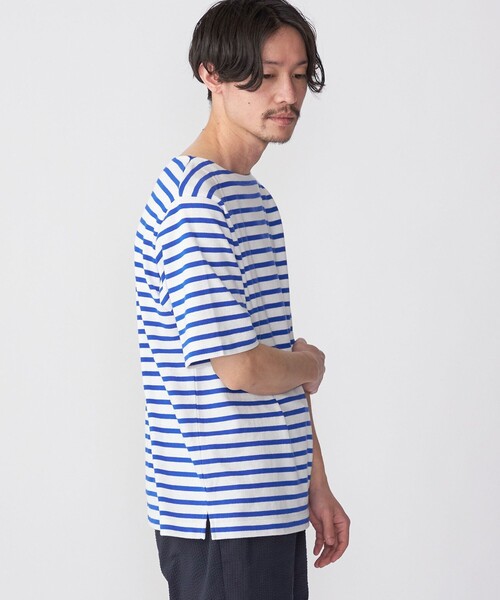 SHIPS tシャツ SHIPS: PLA ポリ乳酸 ボーダー バスク Tシャツ