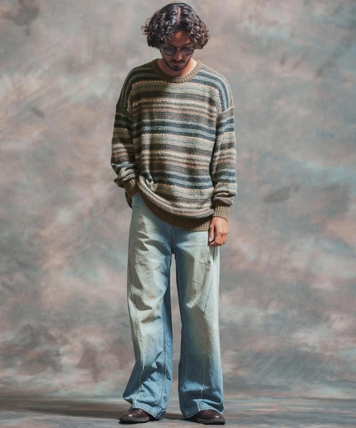 Jih Nunc（ジーヌンク） セーター ニット mn2811- ジャガードボーダー