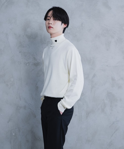 AROUND FLAVA セーター ニット heart embroidery turtleneck knit