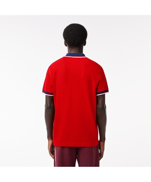 ★LACOSTE★ボーダーリブニットクルーネック鹿の子地レディースTシャツ☆ セール】 ボーダーリブネック鹿の子地Tシャツ （Tシャツ