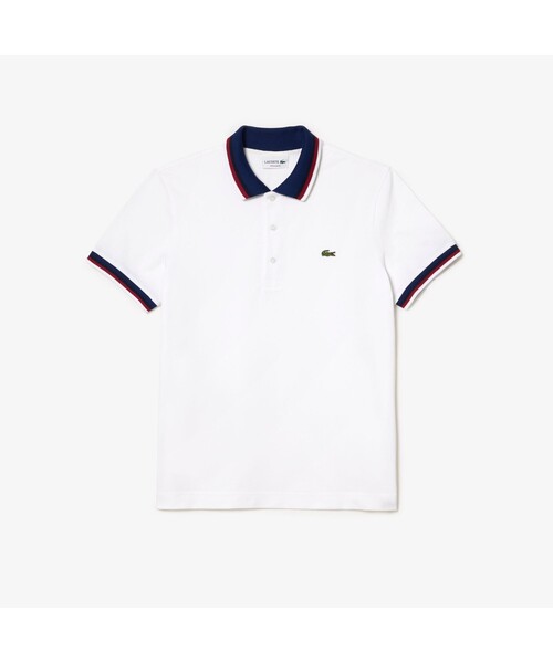 【新品タグ付き】ラコステ ポロシャツ 鹿の子 ボーダー ネイビー サイズ5 ラコステ LACOSTE ボーダーリブニットポロシャツ （ネイビー