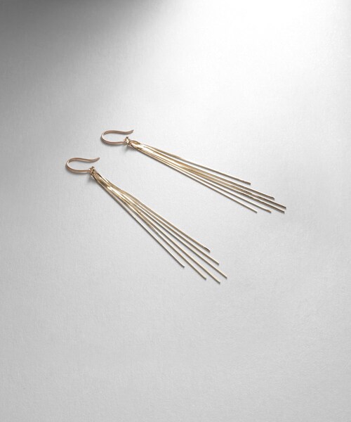 ピアス K10コンパクトフリンジ フックピアス レディースの画像