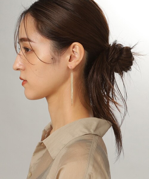 COCOSHNIK ピアス K10コンパクトフリンジ フックピアス