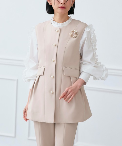 パールボタンジレ　セットアップ　ブラック パールボタンジレセットアップブラック