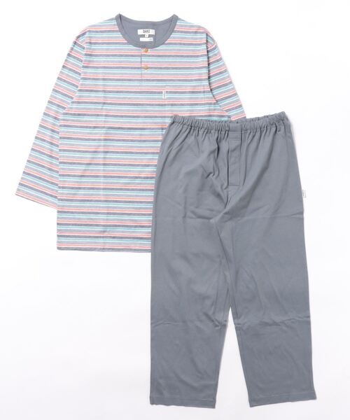 DAKS（ダックス） パジャマ 「DAKS」強撚テンジクボーダー/無地 8分袖