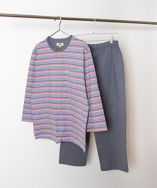 DAKS（ダックス） パジャマ 「DAKS」強撚テンジクボーダー/無地 8分袖