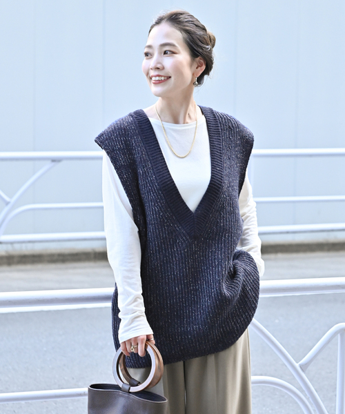 【関税なし】HOBBS ホッブス tatton コットン混 ニットベスト B.C STOCK ニット フレンチウール混ベスト レディース