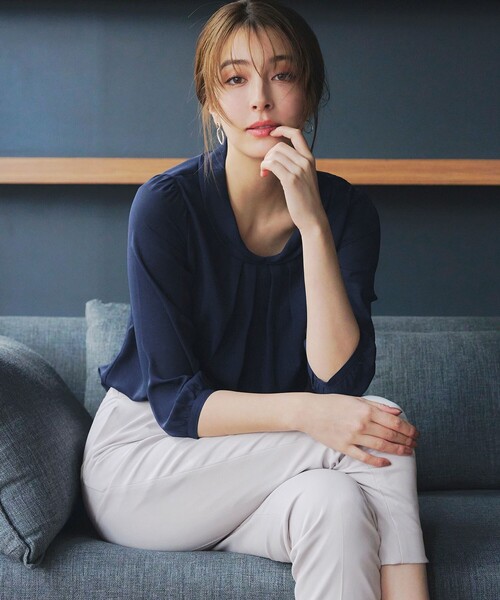 Tiaclasse ブラウス シャツ 「洗える」リボンカラーパフスリーブ