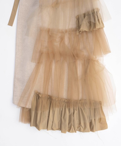 メゾンスペシャル　ロング巻スカート　チュールスカート MAISON SPECIAL スカート Metallic Hard Tulle Skirt/メタリック